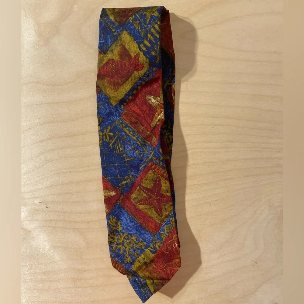 Hugo Boss Red and Blue Geometric Men's Tie (CI)